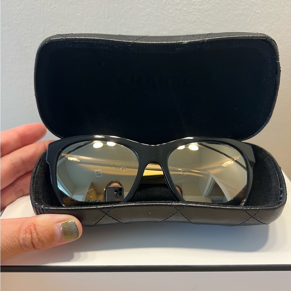 Authentic Chanel Gold Mirrored Sunglasses